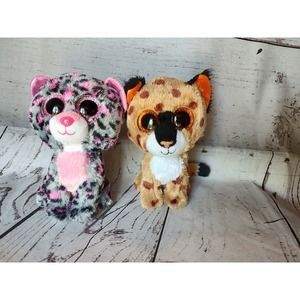 TY Beanie Boo BUCKWHEAT the Lynx Tasha Cheetah Leppard Pink Plush Stuffed Animal
